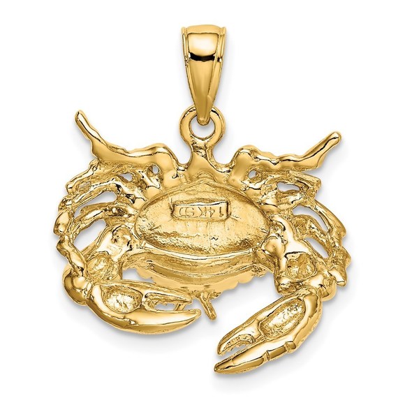 Million Charms 14k Yellow Gold Stone Crab Facing Down Necklace Charm Pendant - Picture 3 of 4